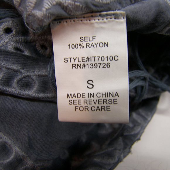 Honey Belle Fringe Eyelet Top NWT Steel Grey Small - Picture 7 of 16